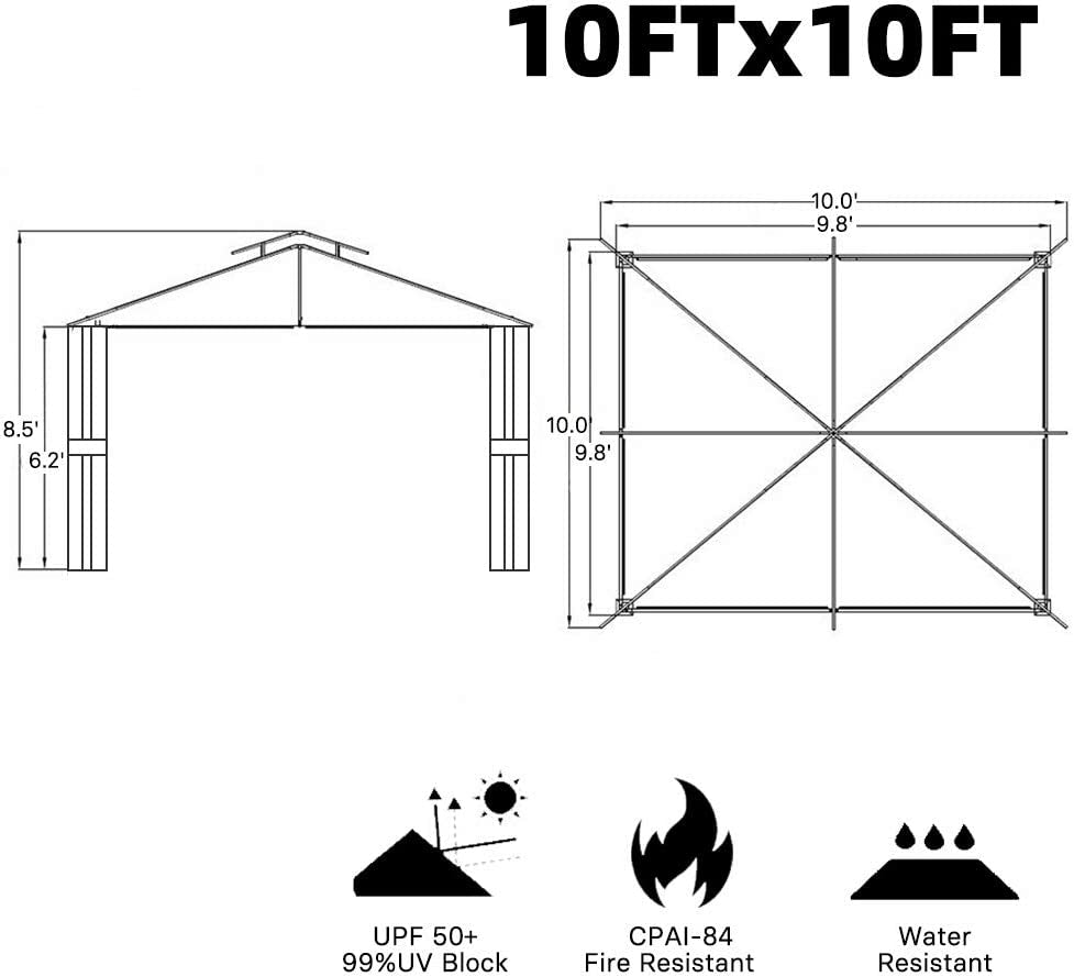 10X10 Gazebo for Patios Outdoor Gazebo with Mosquito Netting Outdoor Privacy Screen for Deck Backyard