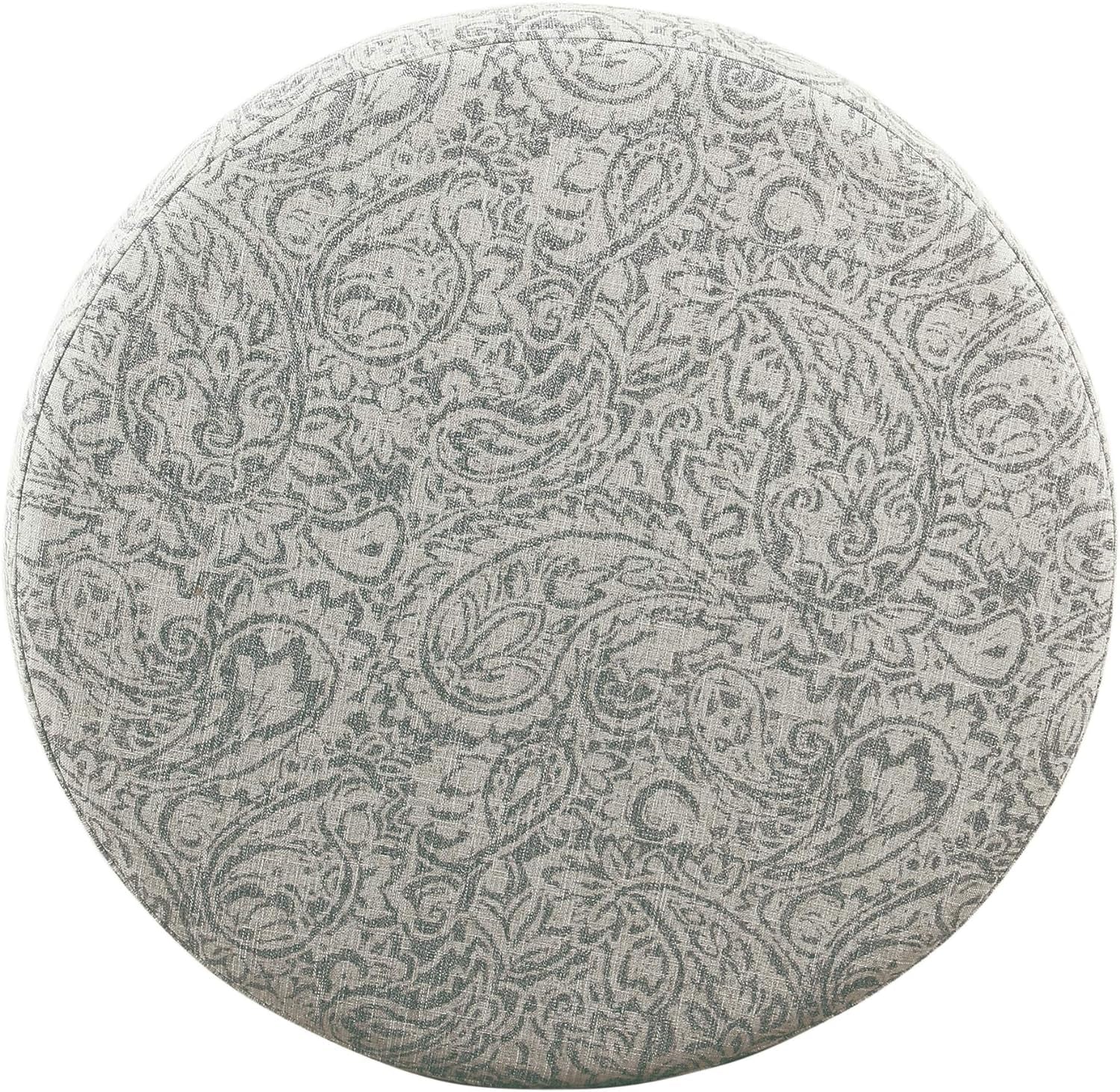 Home Decor | Upholstered round Storage Ottoman | Ottoman with Storage for Living Room & Bedroom, Gray Floral