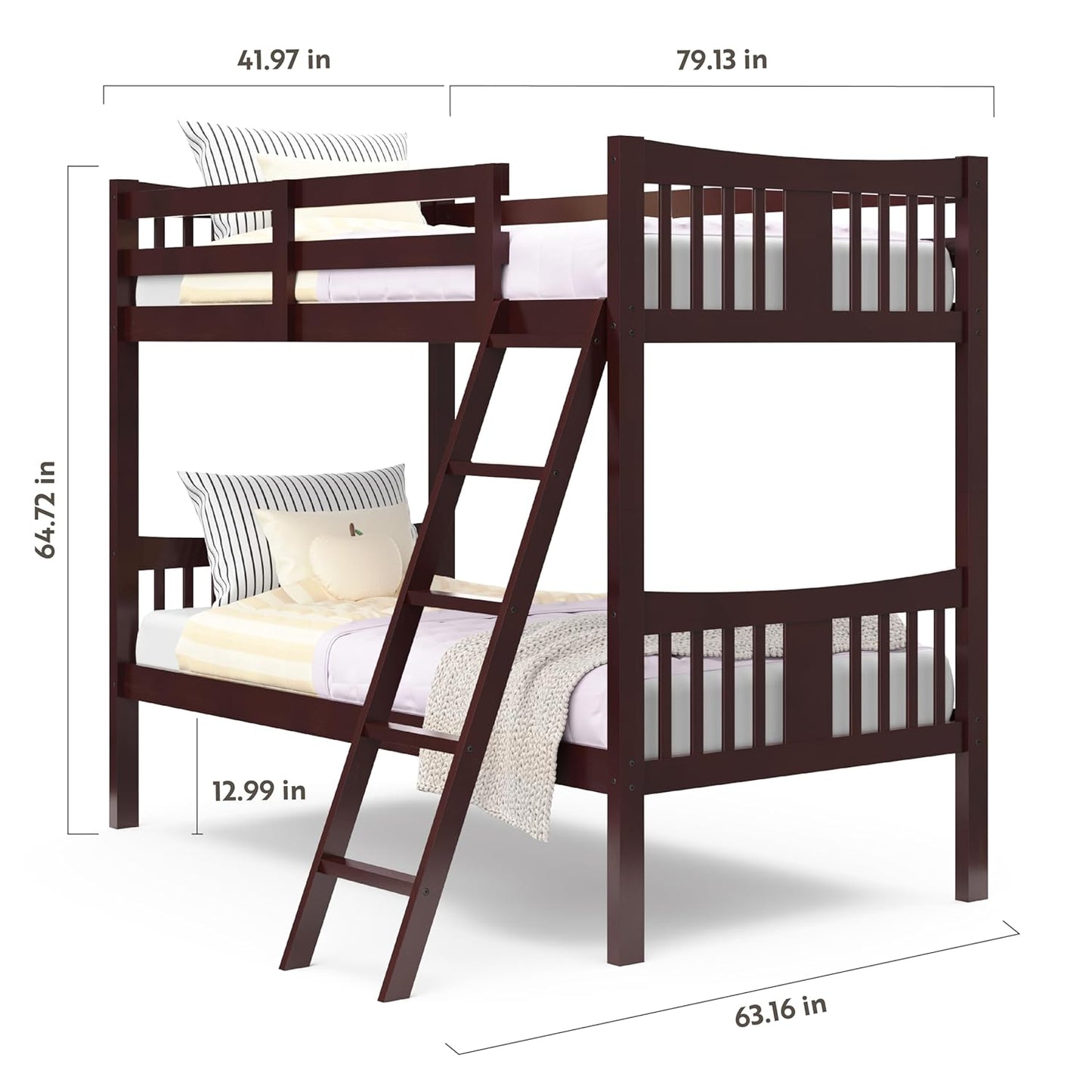 Caribou Bunk Bed Twin over Twin Bunk Bed (Espresso) - GREENGUARD Gold Certified, Twin Bunk Beds for Kids, Converts to 2 Individual Twin Beds, Bunk Beds for Kids