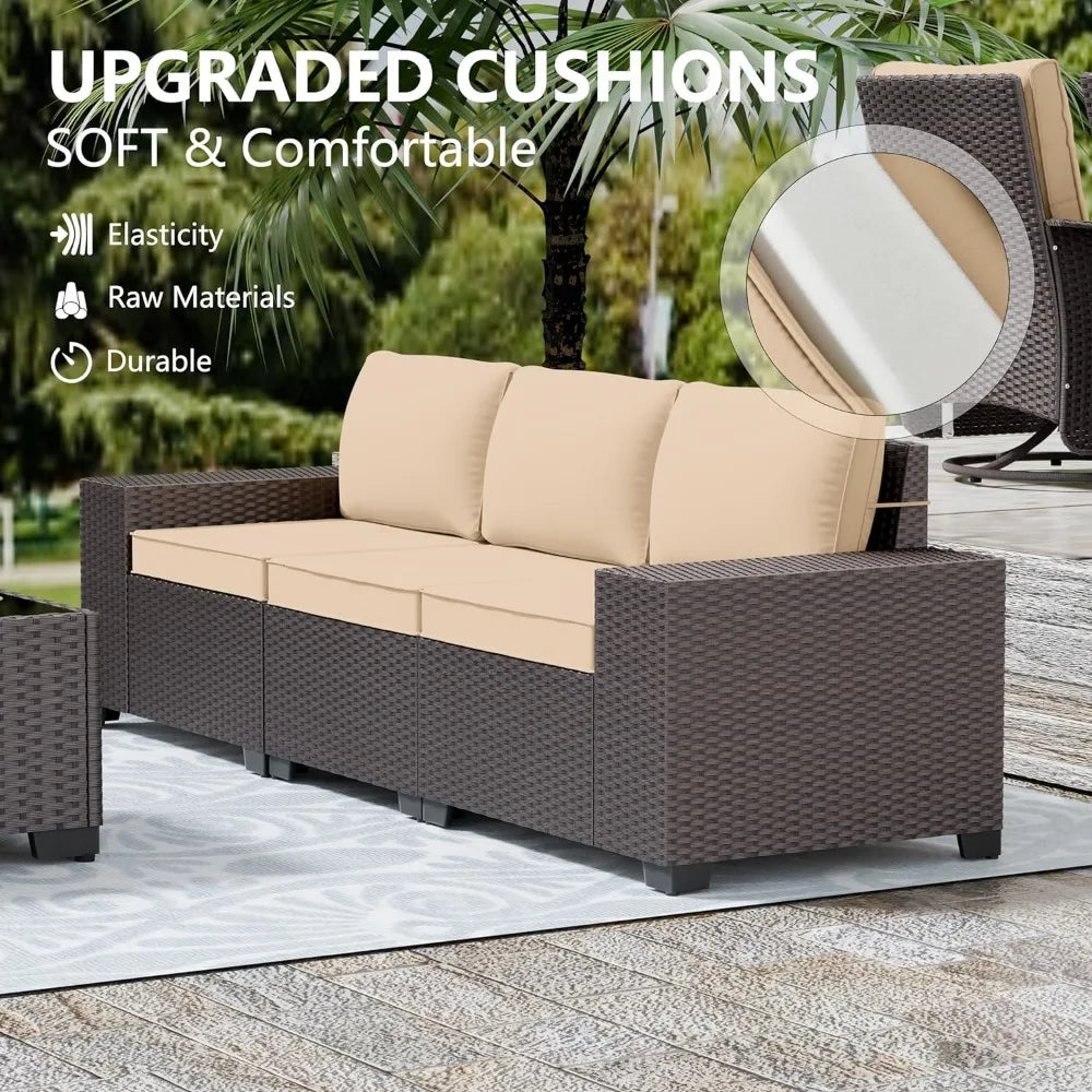 Patio Furniture Set Sofa 7-Pcs Wicker Sectional Sofa Set