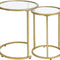 Gold Glass Nesting Side End Tables Set of 2, round Small Stacking Drink Coffee Table for Small Space, Living Room, Bedroom, Christmas, New Year