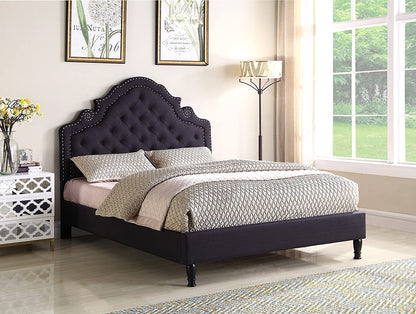 Premiere Classics 51" Tall Platform Bed with Cloth Headboard and Slats - King (Black Linen)