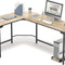 Modern L-Shaped Desk 58'' Corner Computer Desk Home Office Study Workstation Wood & Steel PC Laptop Gaming Table