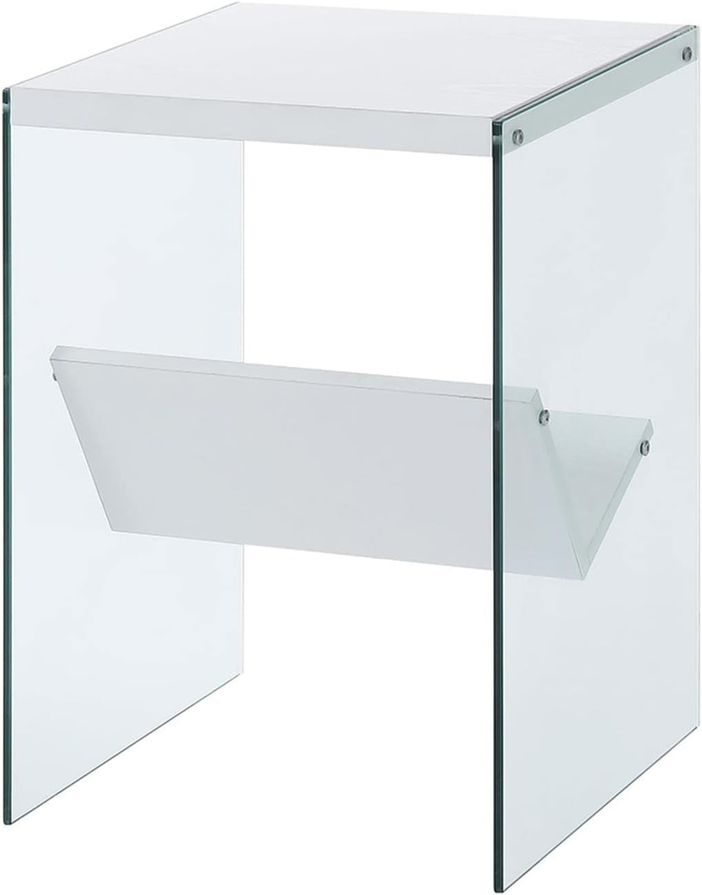 Soho End Shelf Table, White/Glass