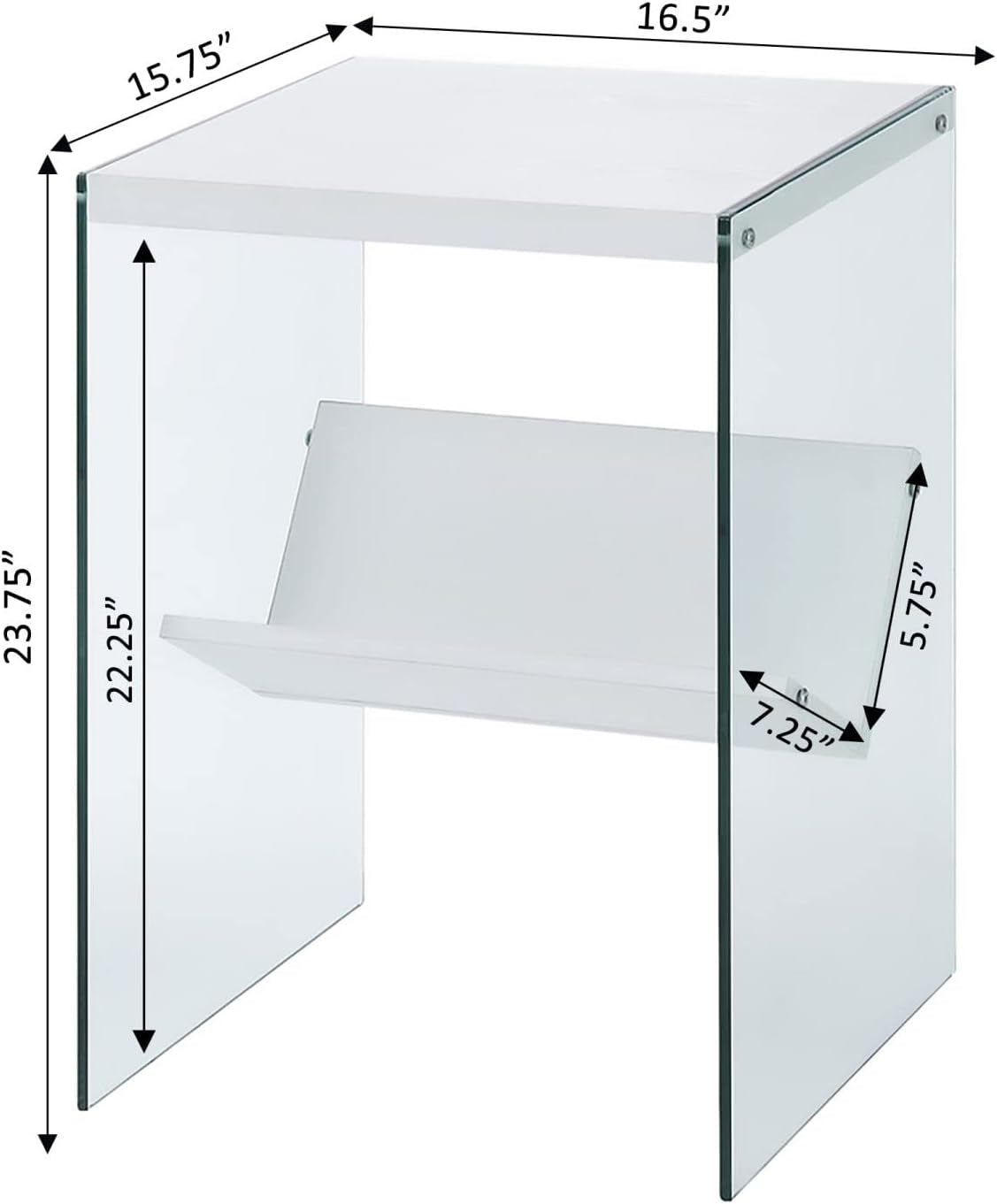 Soho End Shelf Table, White/Glass