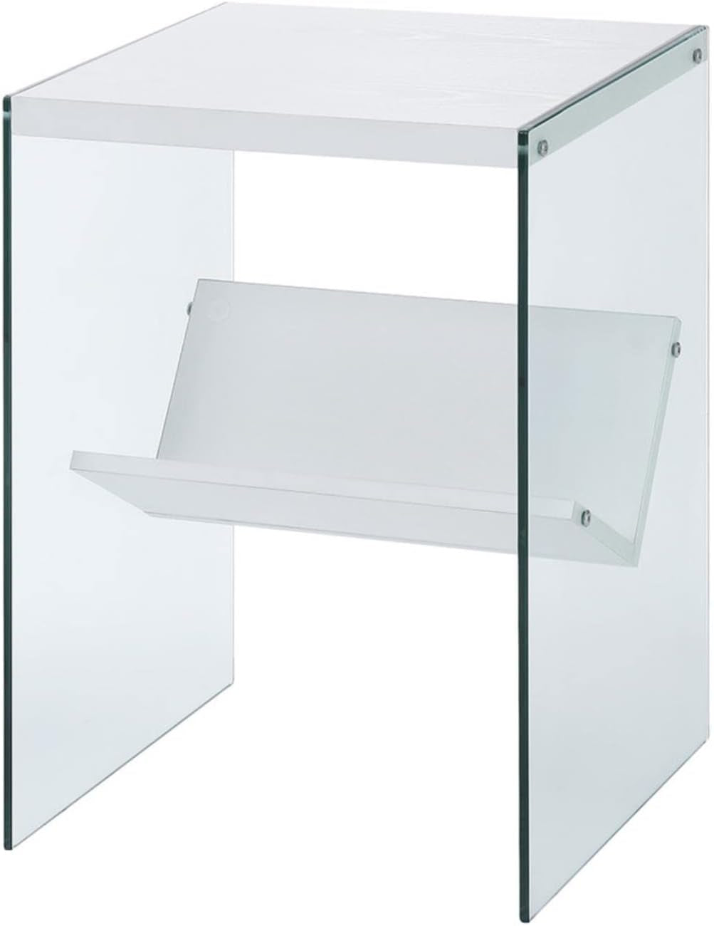 Soho End Shelf Table, White/Glass