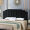 Modern Velvet Upholstered King/Cal King Headboard, Tufted Headboard for King/Cal King Bed, Modern Vertical Channel Design with Curved Tufted -Black