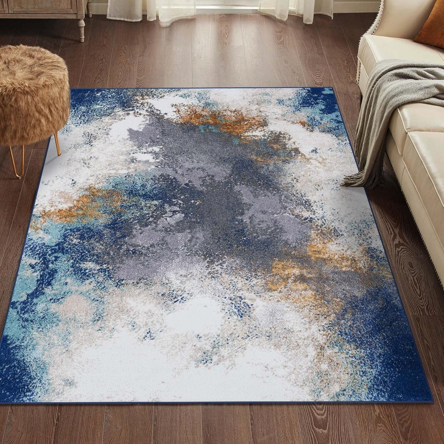 Beverly Collection 8445 Blue 2X3 Modern Area Rug