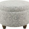 Home Decor | Upholstered round Storage Ottoman | Ottoman with Storage for Living Room & Bedroom, Gray Floral