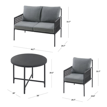 Logan 4-Piece Outdoor Conversation Set, Dark Gray